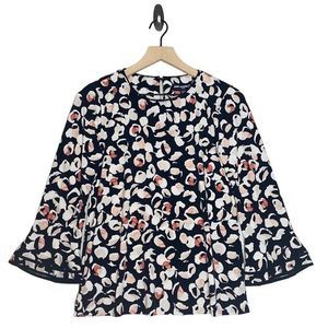 Karl Lagerfeld Paris Knit Bell Sleeve Blouse Keyhole Back Pearl Button Size XS​